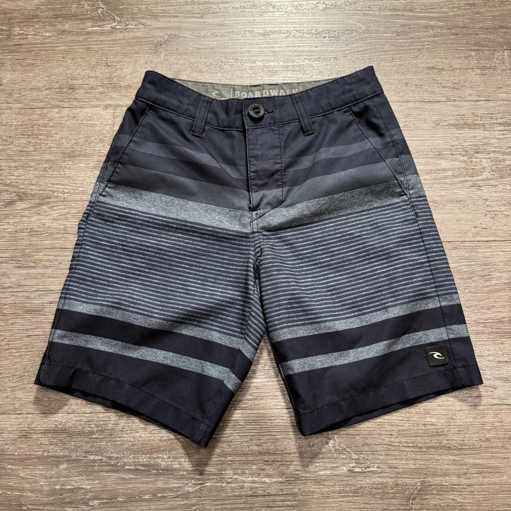Rip Curl Shorts Youth 23 Gray Stripe Boardshorts Surf Swim Boardwalk Hybrid
